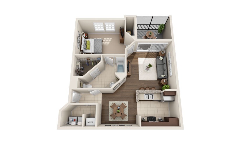 Creativity Patio 1 Bed & 1 Bath Floor Plan At Cumberland Park Apartments In Orlando, FL